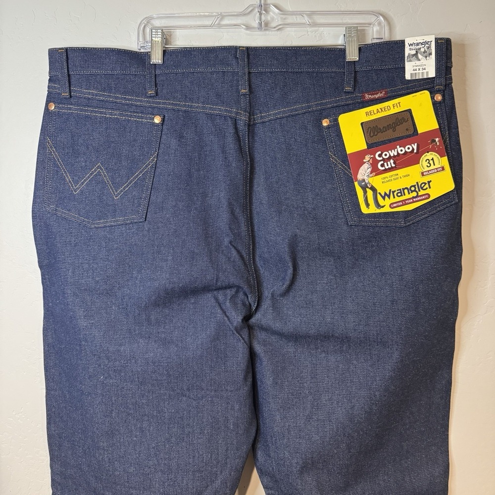 Wrangler Jeans Mens 44x34 Dark Wash Relaxed Fit 31MWZ Cowboy Cut Western Denim - Picture 6 of 9